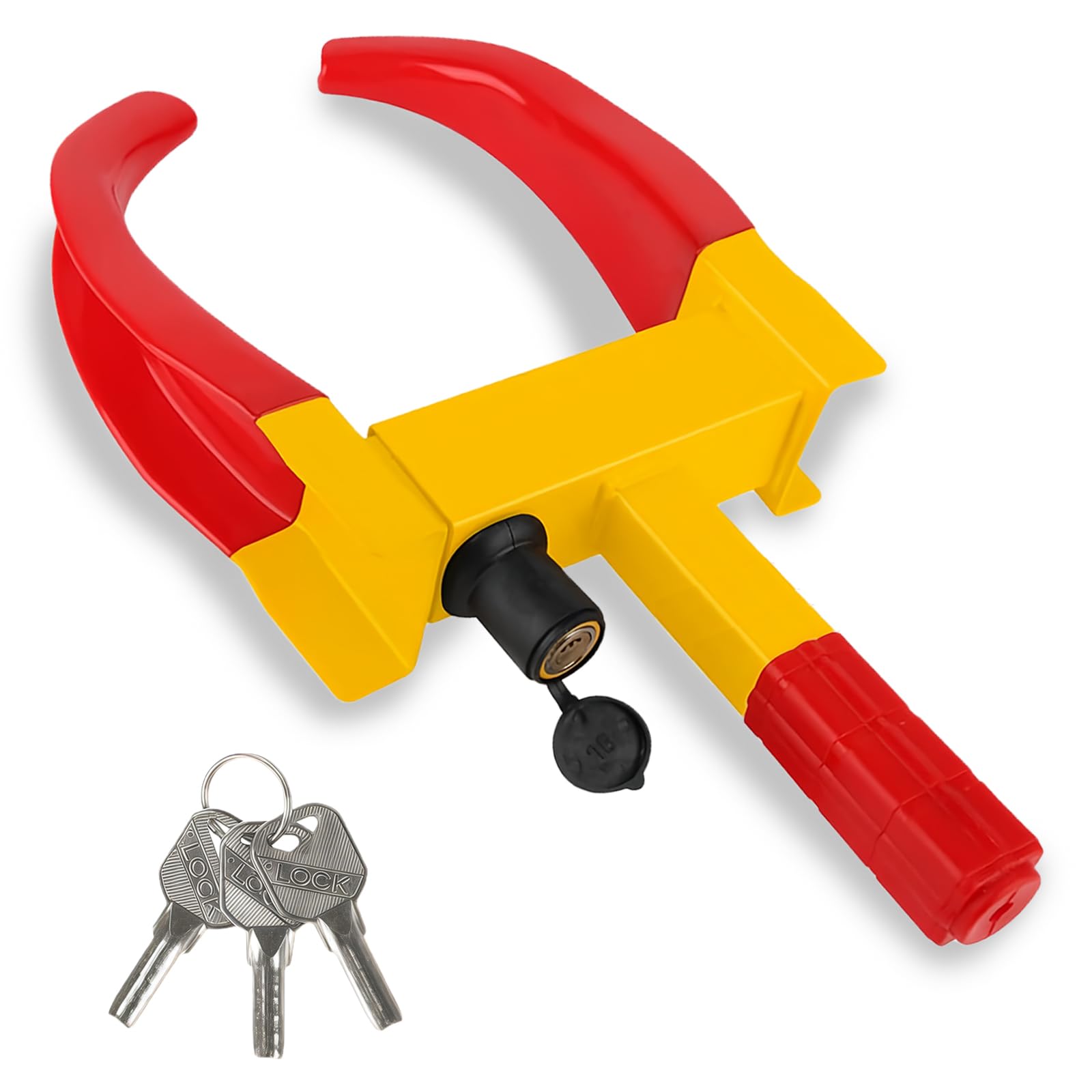 Meetoz Yellow Red Wheel Clamp Lock Anti-Theft Lock Heavy Duty Car Wheel Clamp, Wheels Clamps With 3 Key, Universal Adjustable Anti-Theft Locking, Fits 7-11" Width Tyres, For Cars, Vans, Motorhomes