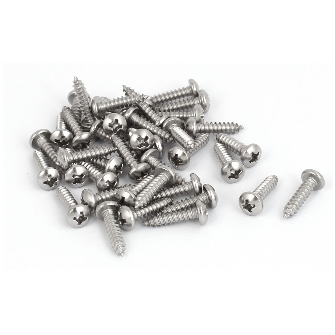 Uxcell Silver Sourcingmap M3.9x16mm 316 Stainless Steel Phillips Pan Head Self Tapping Screws Bolts 40Pcs