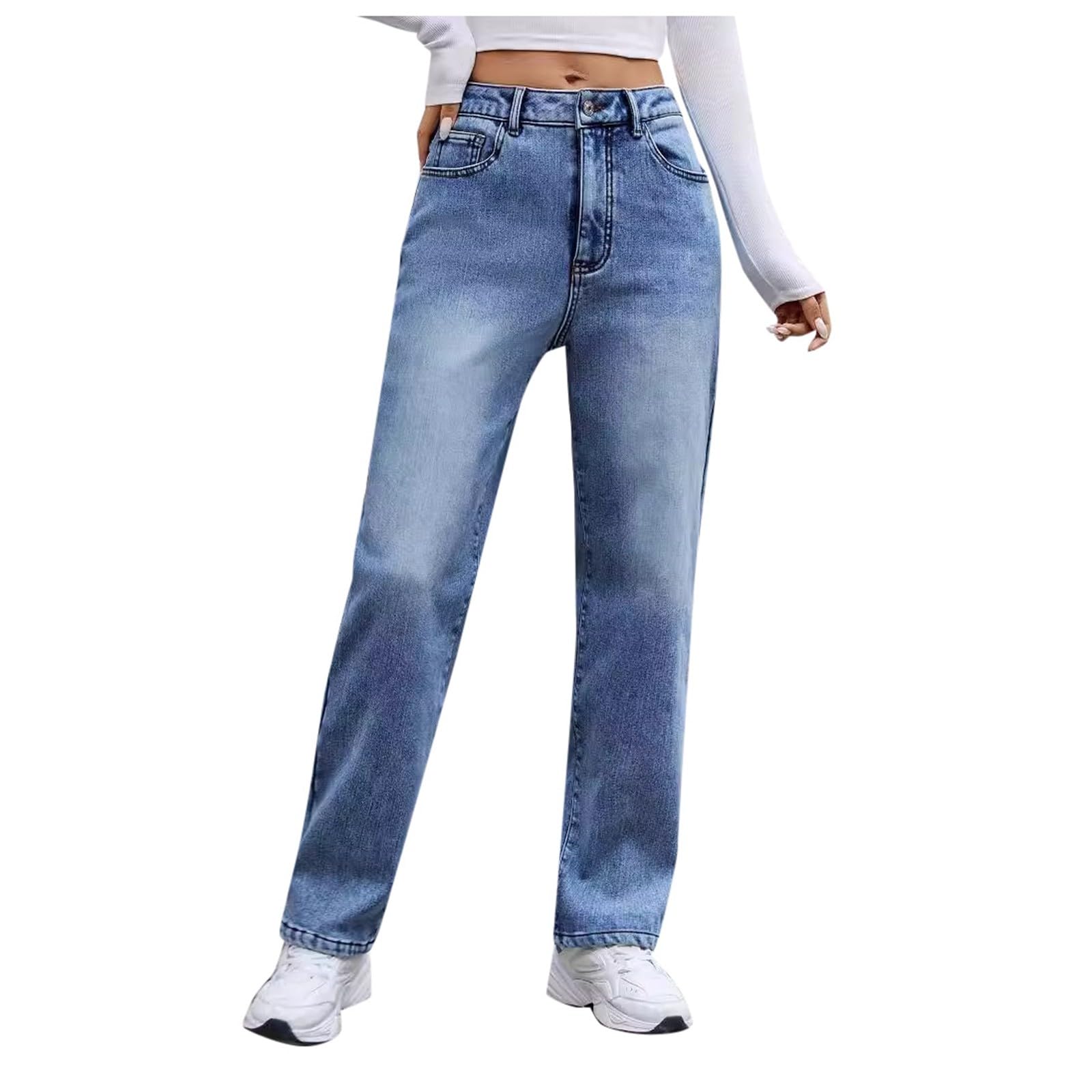 Pantalones vaqueros forrados para mujer, térmicos, de invierno, con forro polar, ajustados, de cintura alta, elásticos, para invierno, de cintura alta, térmicos, para mujer, cálidos, largos