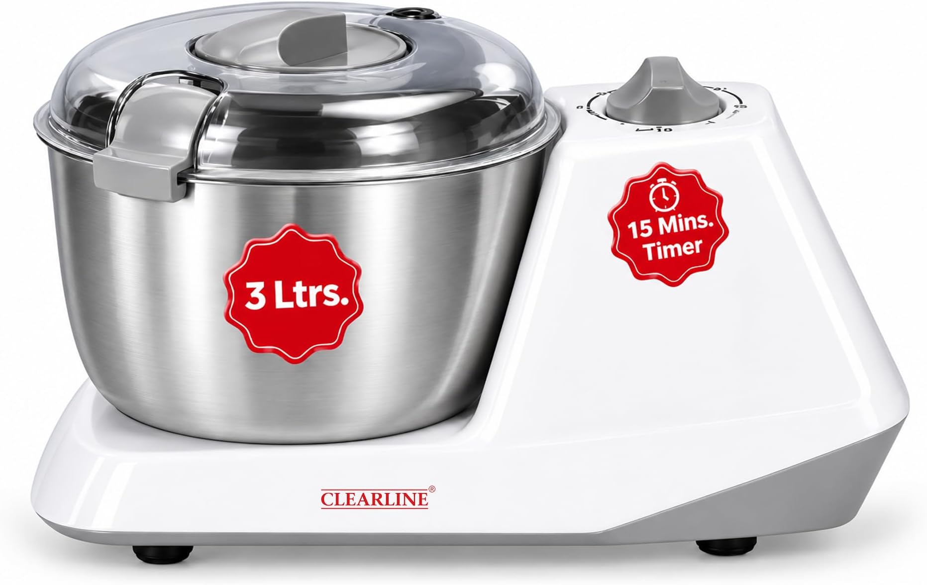 Clearline Atta Kneader Dough Maker Machine 650W, 3L Stainless Steel Bowl