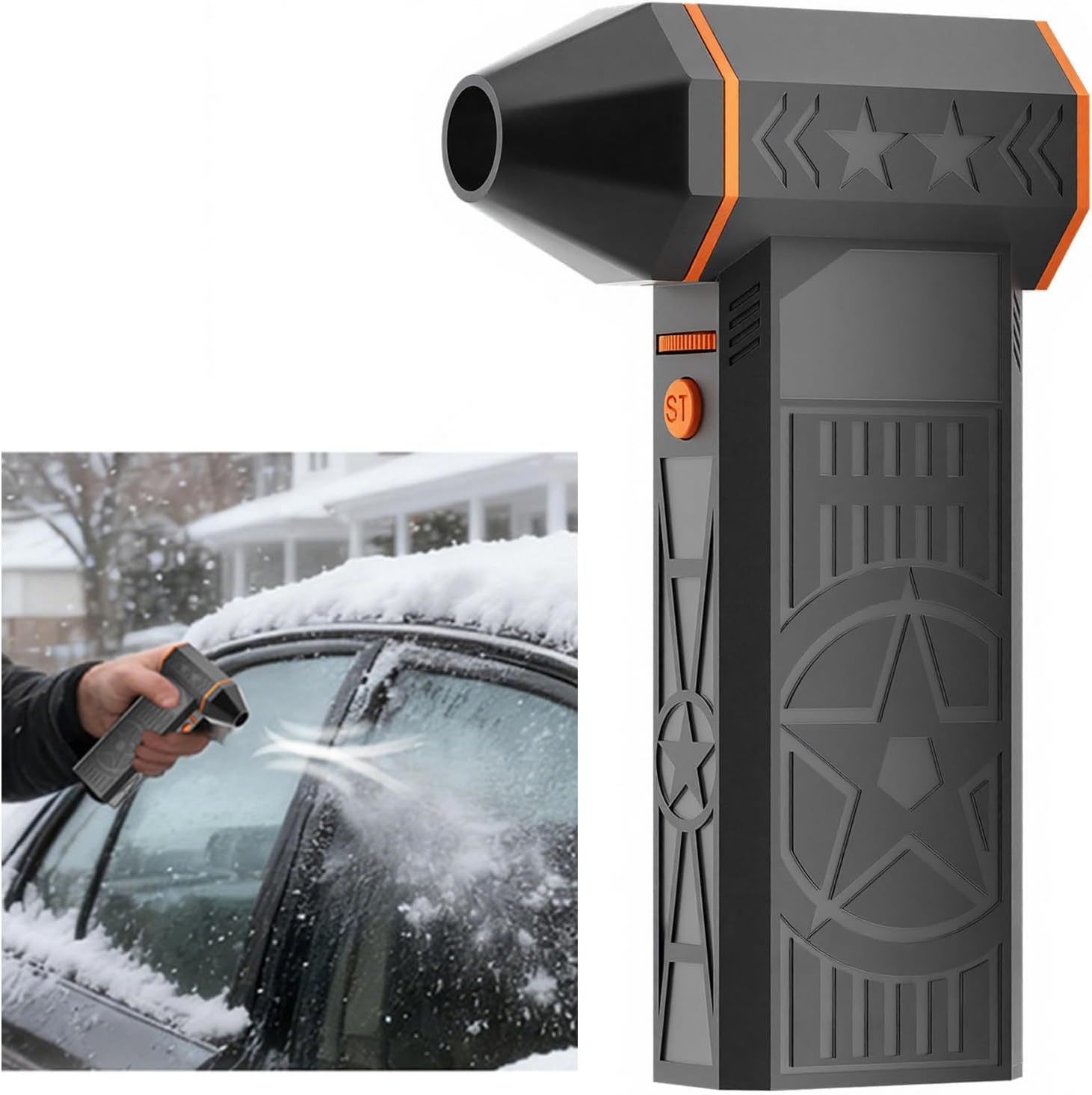 2026 Upgrade 5000W Thermal Snow Blower, Portable Hot Air Blower with Efficient Turbine Tech, Long Range Mini Turbo Car Snow Blower for Windshield Defrost and Snow Removal