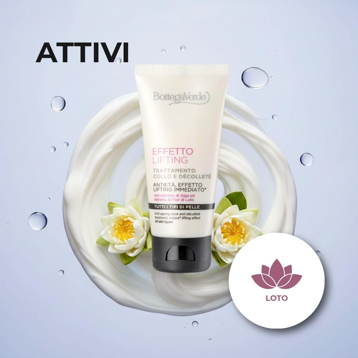 Bottega Verde - Trattamento Collo e Décolleté, Effetto Lifting, in Crema, 50 ml, Azione Antietà, Effetto Elasticizzante, per Tutti i Tipi di Pelle