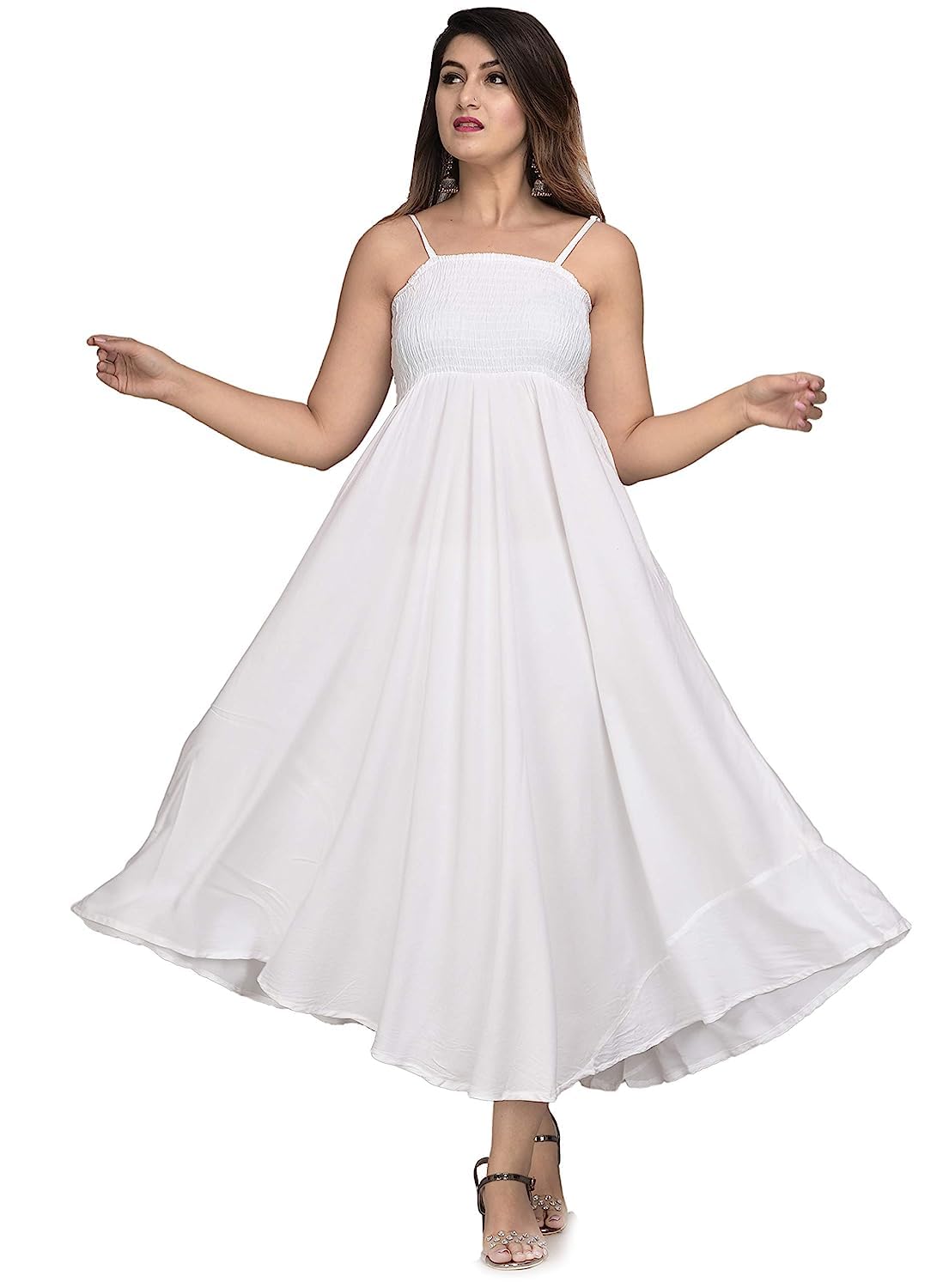 Make My Cloth Women's Maxi Gown (White,XL)-picture-21