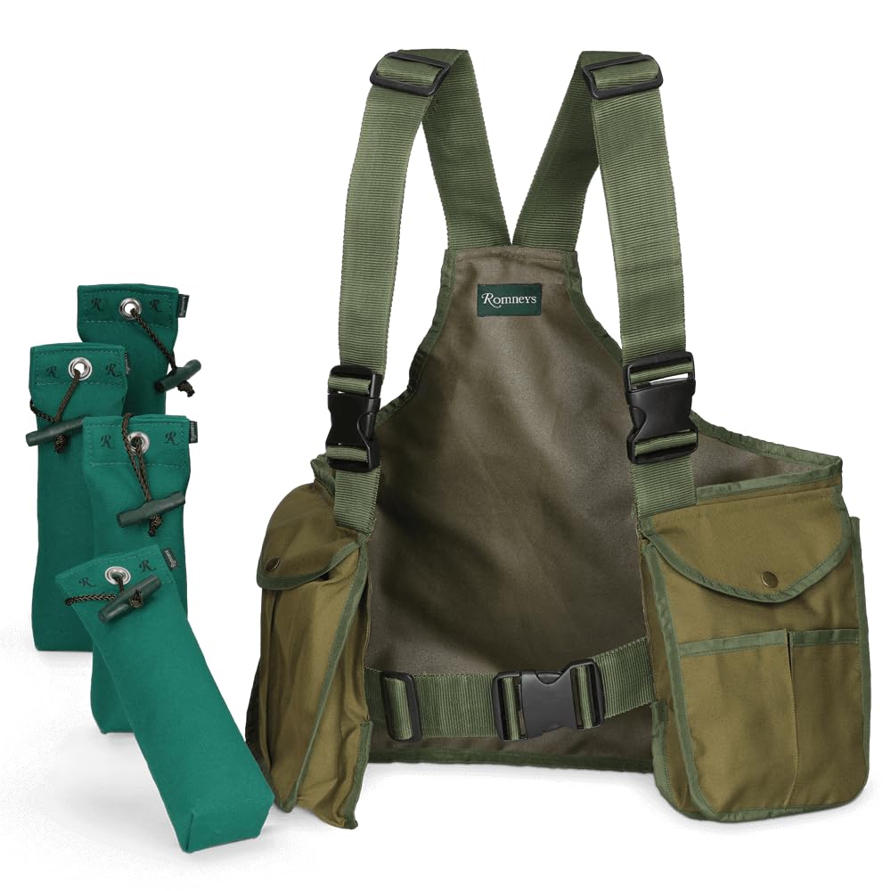 Romneys Dummyweste Jungla Lite inkl. 4 Standard-Dummies | Dummyweste Jungla Standard-Dummy | Ideal für das Hundetraining (grün)