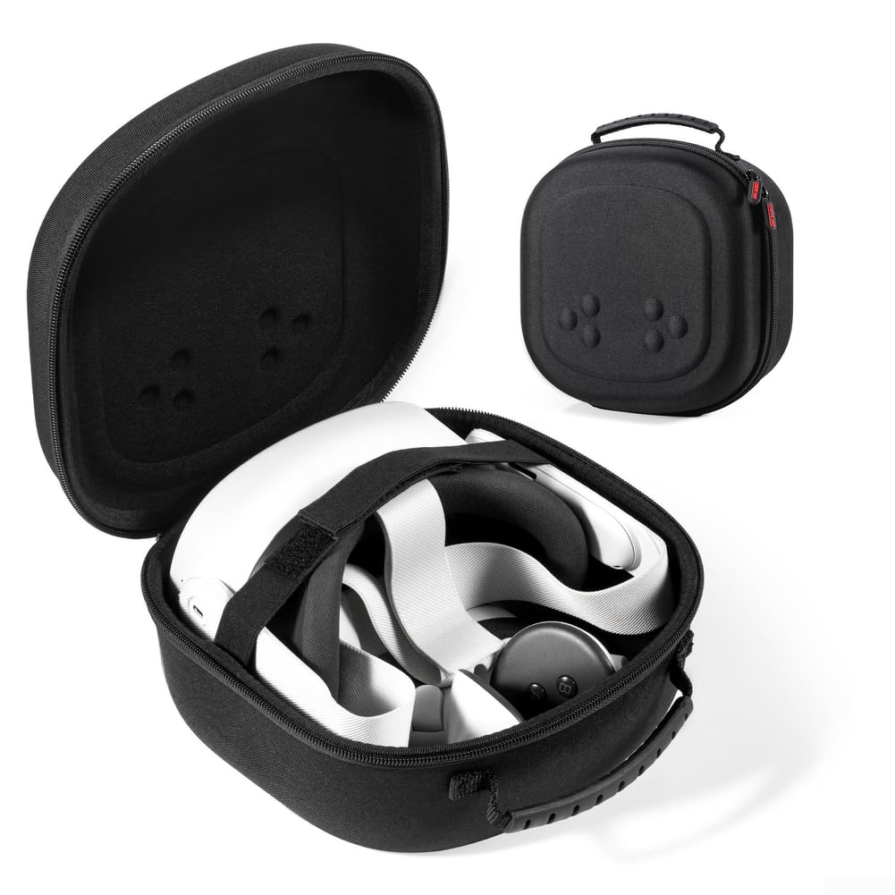 Étui de transport compact et rigide pour Meta 3/2/3S, sacs de rangement VR avec organisateur pour manettes de casque, accessoires en nylon (noir)