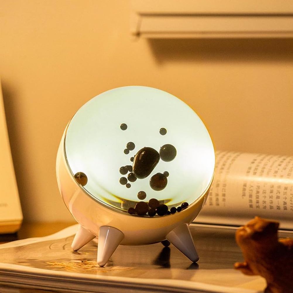 Visualizzatore Ferrofluid, Altoparlante Ritmico Musicale Ricaricabile con Pickup Magnetico, Regalo di Natale per La Decorazione della Casa, Bianco