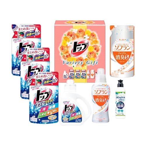 液体トップバラエティギフト SE3-278-8 ライオン 洗剤人気商品 内祝 結婚祝い お歳暮 父の日 香典返し 敬老の日 七五三 孫 両親 自宅 御礼 成人式 御年賀 応援 プレゼント お誕生日 ギフト父の日母の日 毎日の洗濯に役立つボリューム