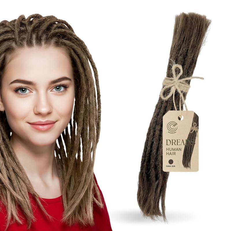 Human Hair Dreadlock Extensions – Handmade Crochet Locs Real Hair Dreads For Every Hairstyle, 10-Strand Bundle Dreads, Natural Looking Shades