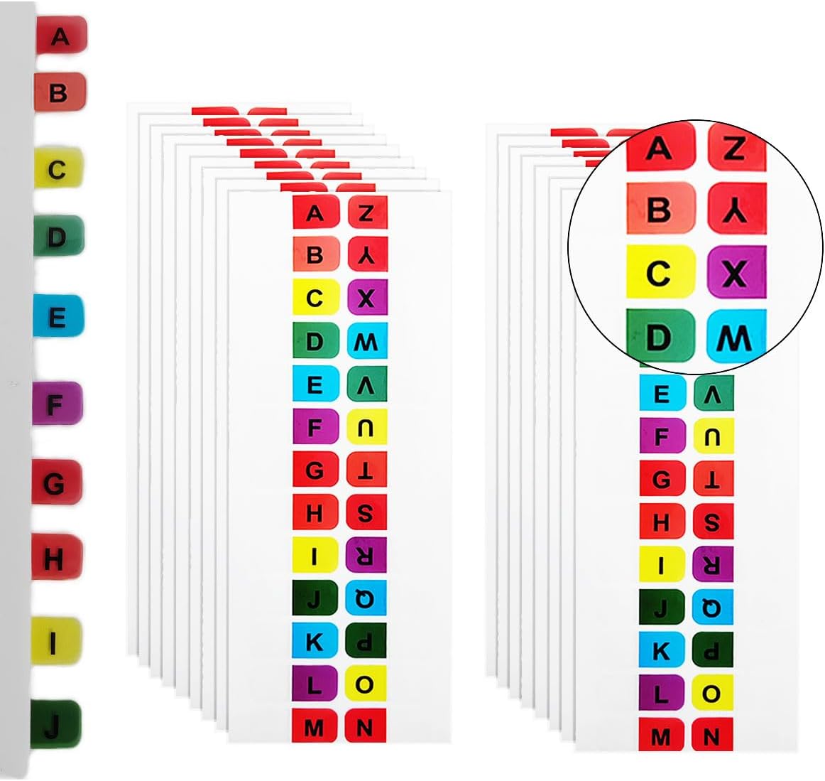 416 Pcs Colored Alphabetical Tab Indexes,（16 Sheets） A-Z Index Tabs, Self Adhesive A-Z Alphabet Index Tabs, Colorful Alphabet Tabs, Alphabet Book Tabs, Alphabet Tabs, Colored Alphabetical Tab