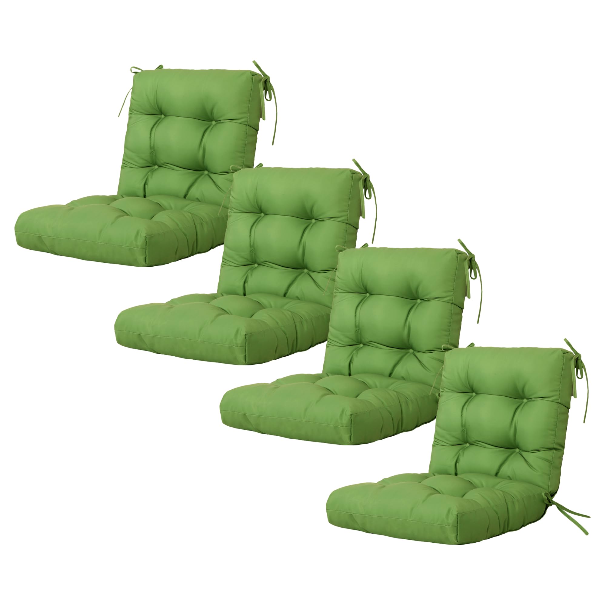 ARTPLAN Seat/Back Outdoor Chair Cushion,Set of 4 Patio Chair Cushion with Tie,Tufted Replacement for Patio Furniture,20x20x4 Inches,4 Count