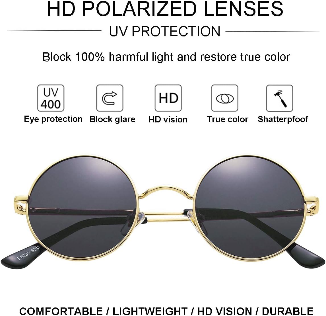 Gleyemor Polarized Round Sunglasses for Men Women Small Circle Glasses image 5