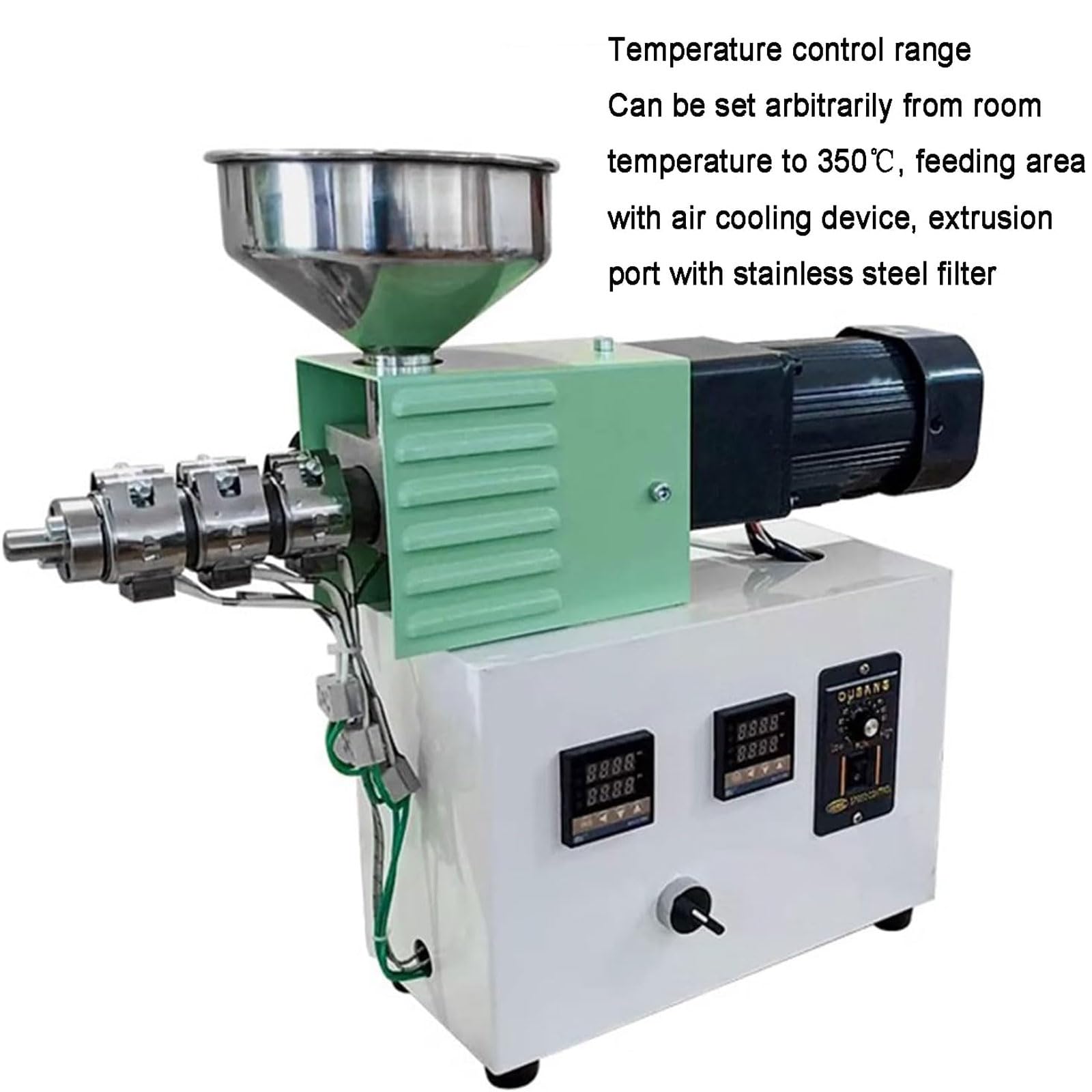 90 W kommerzieller Filamentextruder, ABS PEEK PLA-Kunststoffpressmaschine, Einzelschneckenstange 0,1 Zoll Extrudierdurchmesser Filament, 0,6 Zoll Schneckenstangendurchmesser, 0,01–0,5 kg/h Leistung