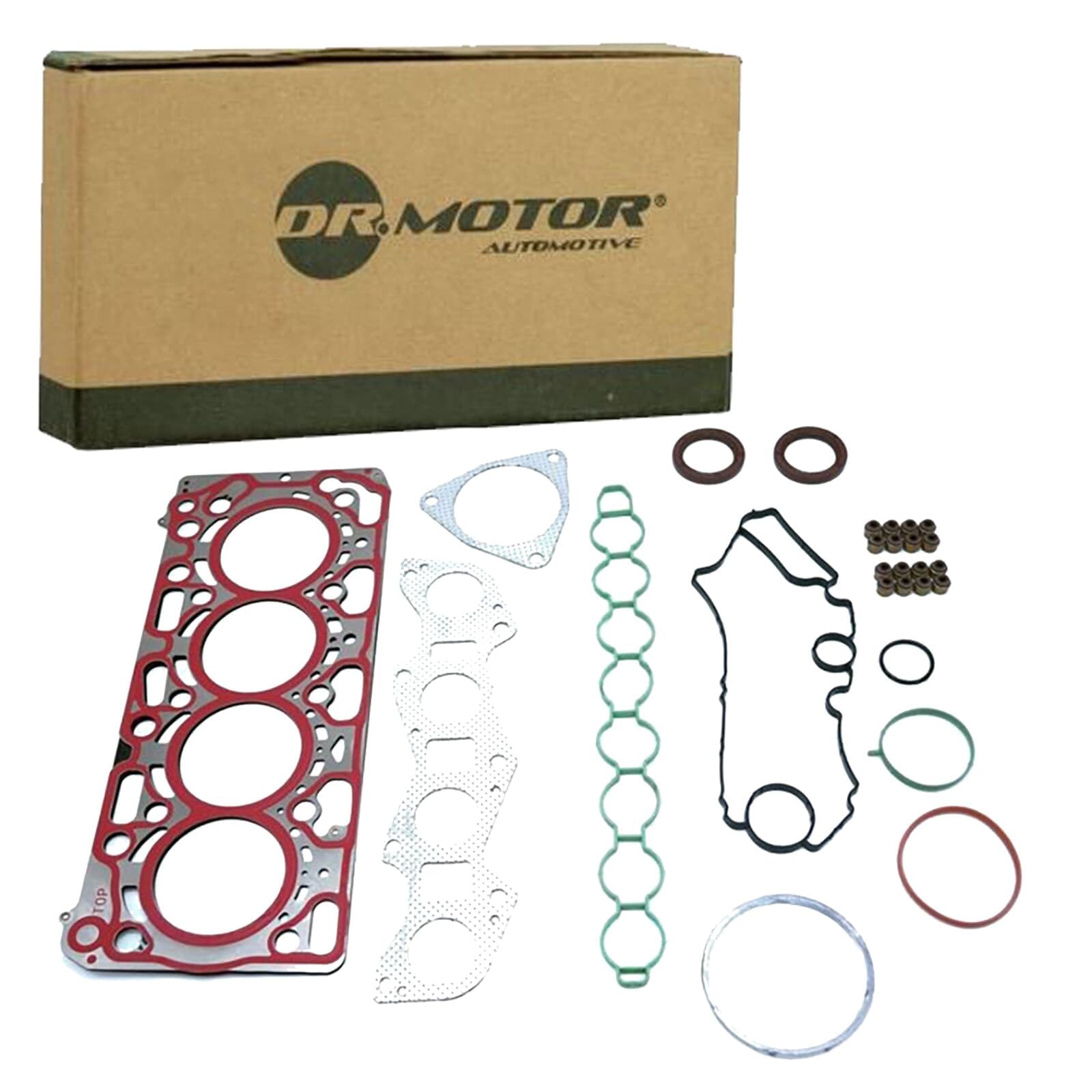 DR.MOTOR AUTOMOTIVE DRM62042S Juego de juntas culata con junta para la tapa de culata de cilindro con junta de culata con junta de vástago de válvula con junta(s) para colector de admisión