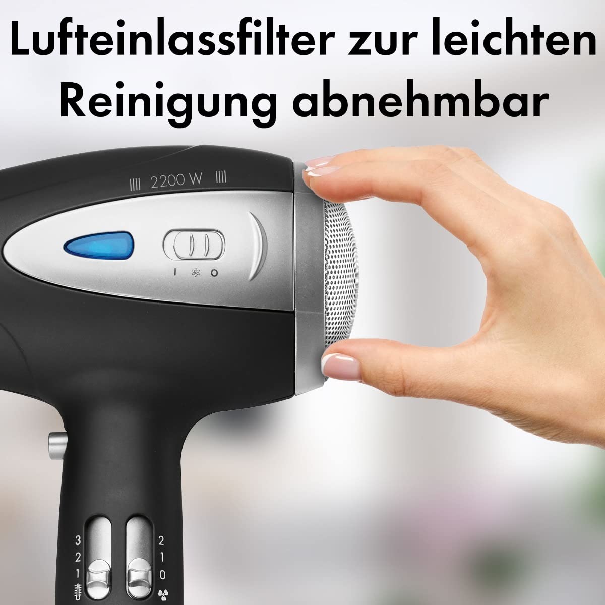 ProfiCare® Suszarka do włosów z funkcją jonizacji 2200 W | bardzo lekka suszarka podróżna 3 poziomy mocy i 2 stopnie nawiewu | suszarka do włosów w zestawie Cool-Shot | suszarka z dyfuzorem i dyszą