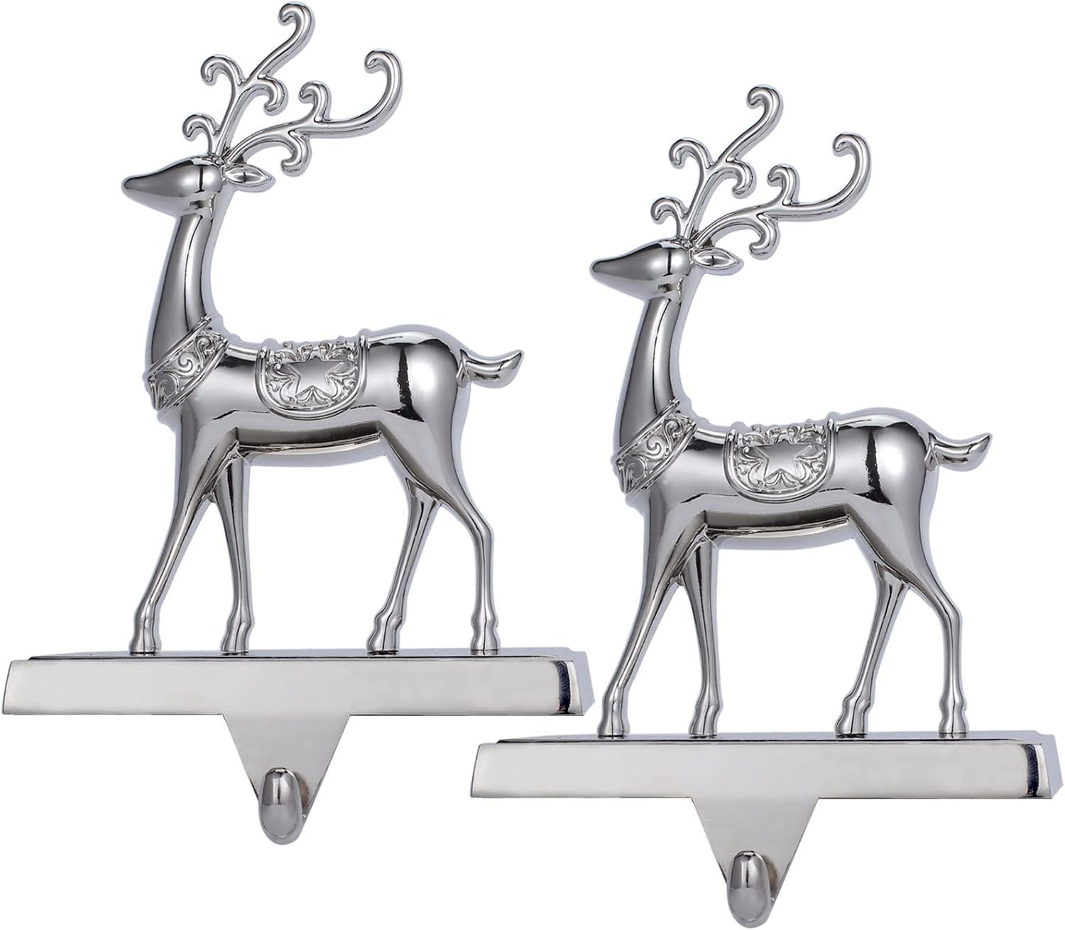 Cesdai Reindeer Stocking Holder for Mantel Set of 2,Christmas Deer Stocking Holders