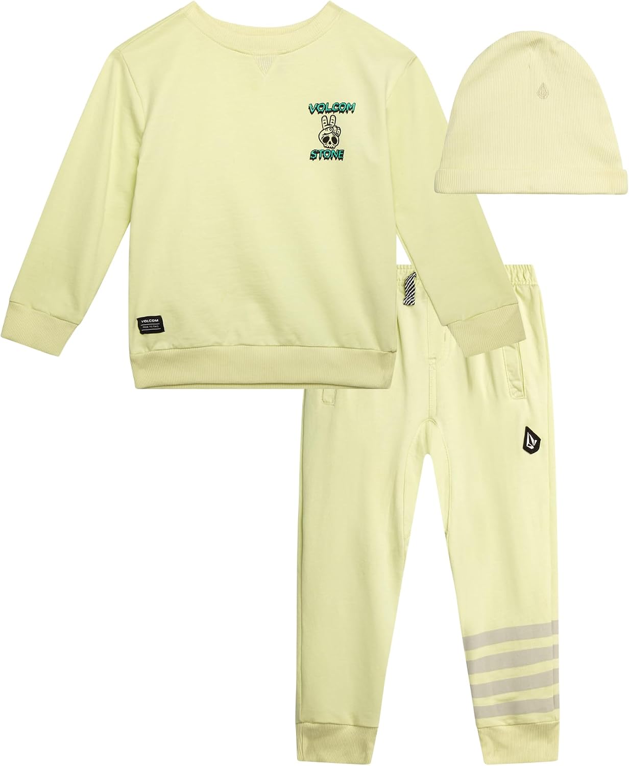Volcom Boys Sweatsuit Set - 3 Piece French Terry Active Sweatshirt, Jogger Sweatpants and Hat - Boys Jogger Pants Set
