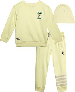 Volcom Boys 3-Piece French Terry Sweatshirt, Joggers & Hat Set for Play | Soft Snug Comfort, Relaxed Modern Fit, Elastic Waist with Ribbed Cuffs, Complete Matching Look for Play, School or Gifting
