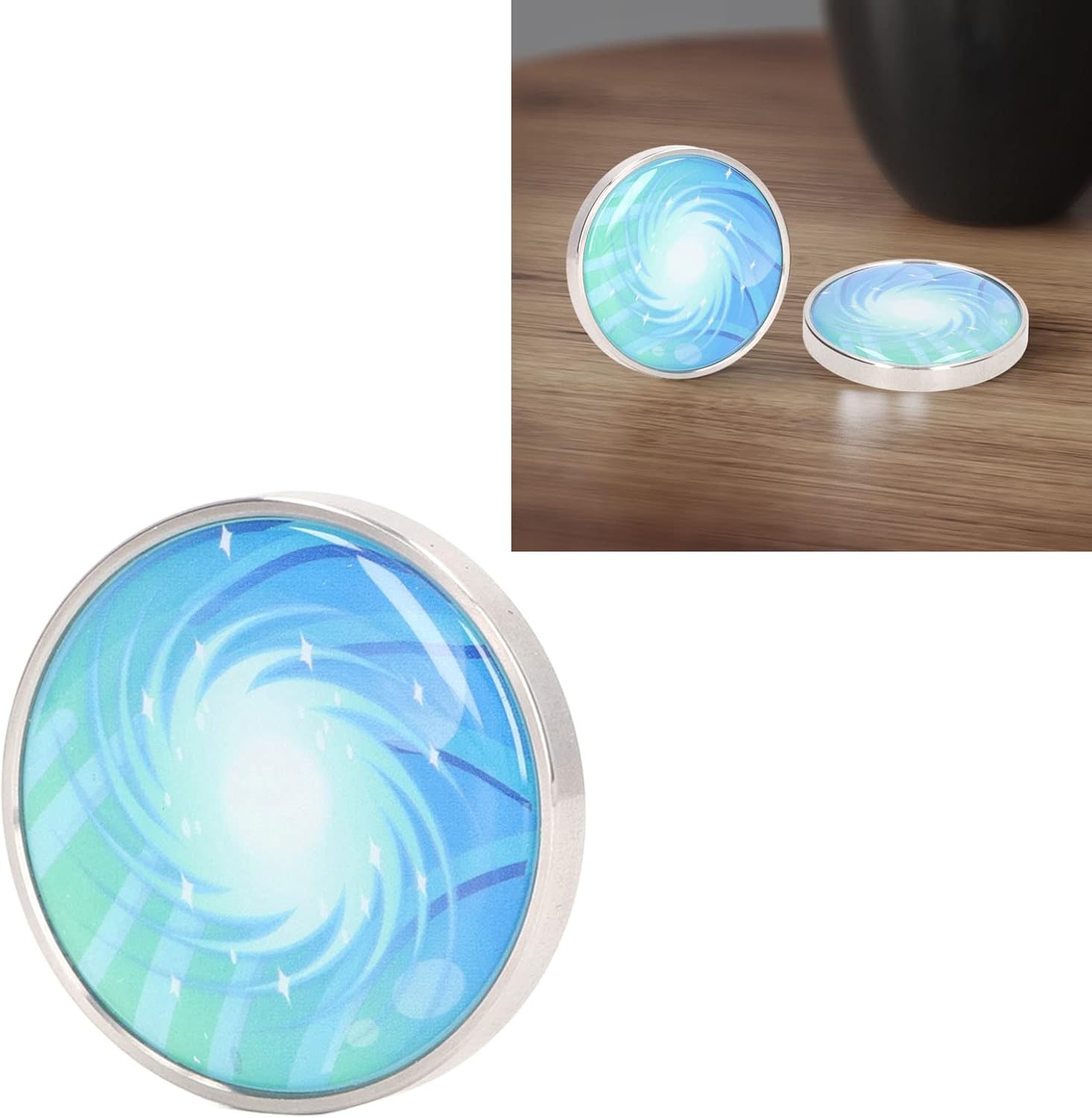 Desk Rotating Toy, Maintain Attention Stainless Steel Beautiful Pattern Long Rotation Gyroscope Toy Relieve Fatigue Captivating Optical Effect for Office Play (#3)