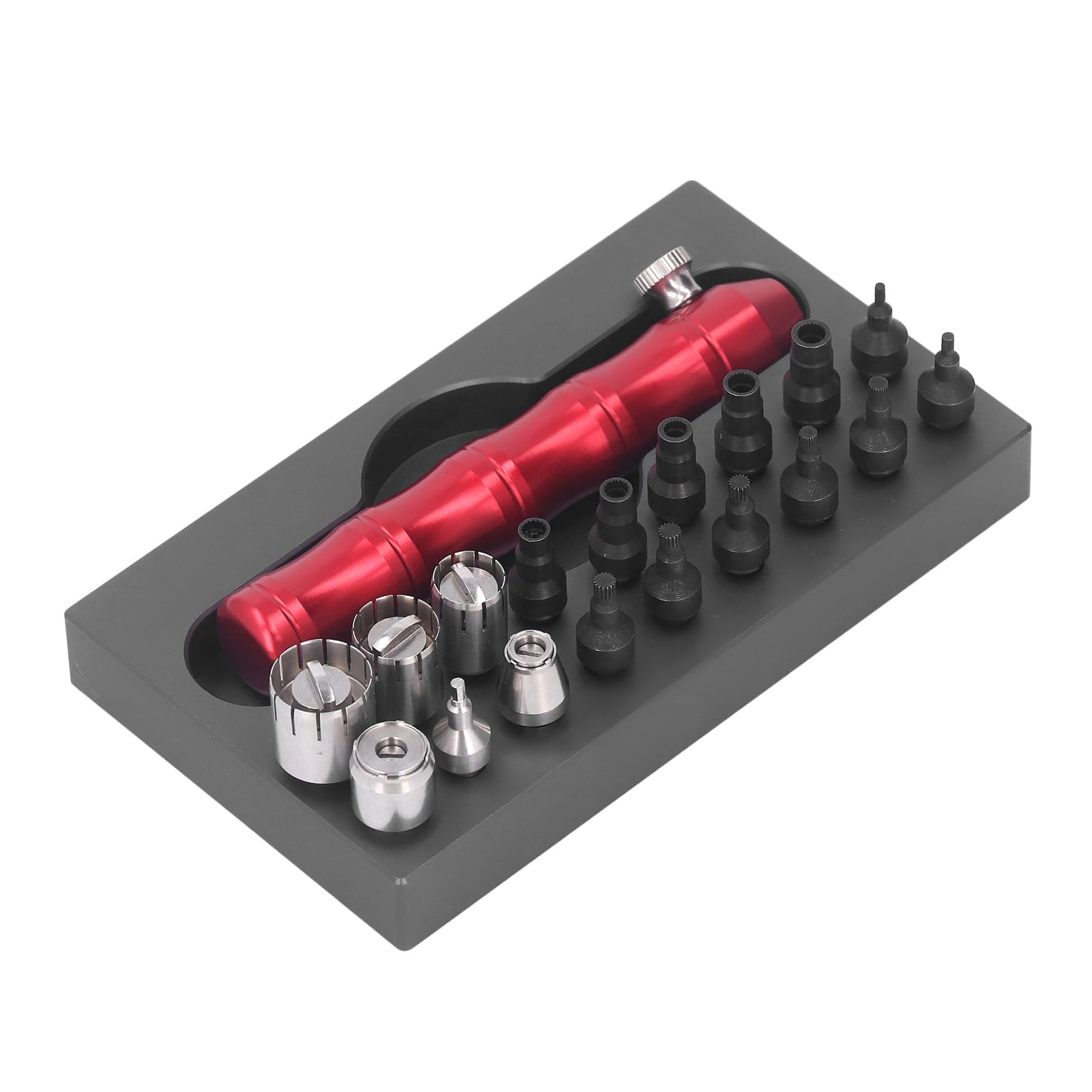 Herramienta de Extracción de Tubo de de Reloj, Herramientas de Reparación Prácticas de Acero de Aleación Portátil para Relojeros, Rojo y Negro