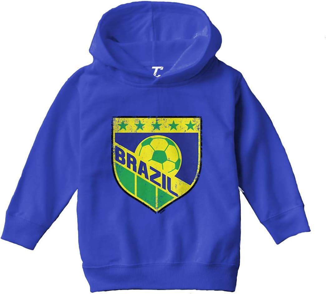 Tcombo Brazil Soccer - Brasil Distressed Badge Toddler/Youth Fleece Hoodie