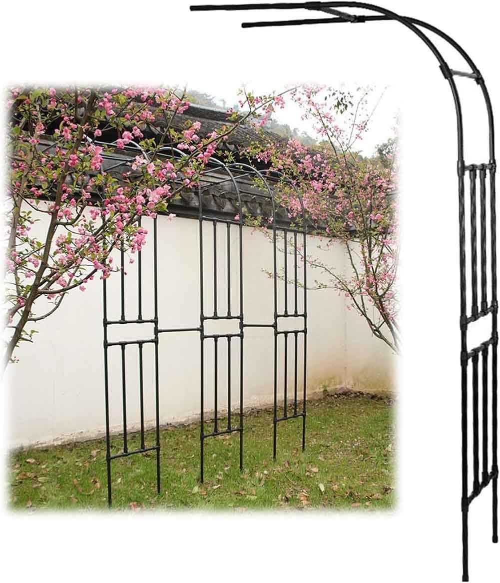 Half Arch Decorative Garden Arch Half Side Trellis Archway Metal Arbor Arches for Various Climbing Plant Width60-300Cm High 240Cm,Black,90 * 240cm