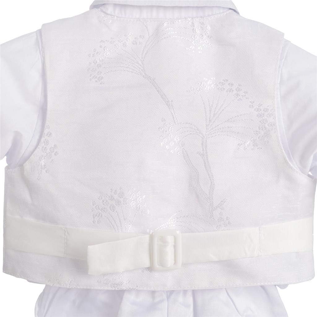 Dressy Daisy Baby Boys White Suit Christening Clothing Baptism Outfits with Bonnet Long Sleeve Floral - Image 5