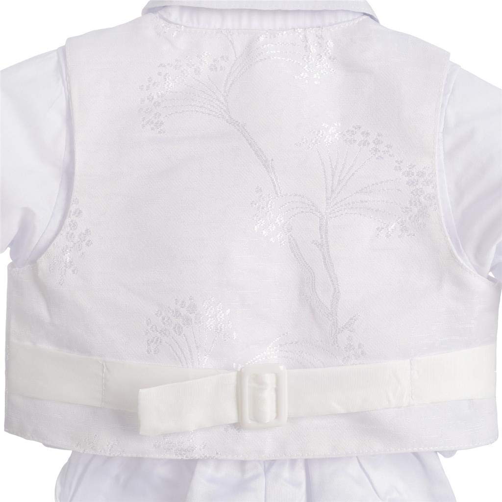 Lito Angels Ropa Traje de Bautizo Blanco para Bebe Niño, con Gorro Capó, Manga Larga, Floral