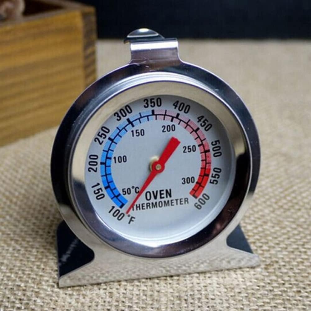 Silver Oven Thermometer 50-300°C/100-600°F, Oven Grill Fry Chef Smoker Thermometer Instant Read Stainless Steel Cooking, Large Dial Cooking Oven Thermometer Kitchen Utensils and Gadgets