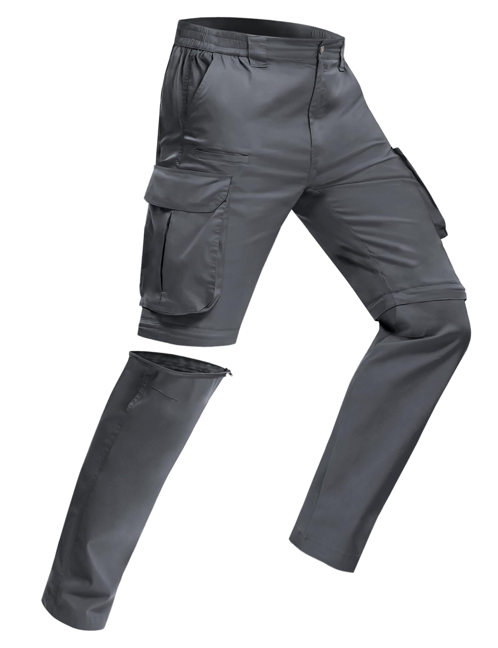 MOURCE Wanderhose Herren Zip Off Leichte Schnelltrocknende Cargohose Herren 8 Taschen für Camping Reisen Angeln