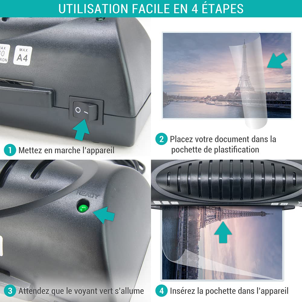 Plastificatrice A4 A5 A6 A7 Compatta e Veloce con 25 buste A4..