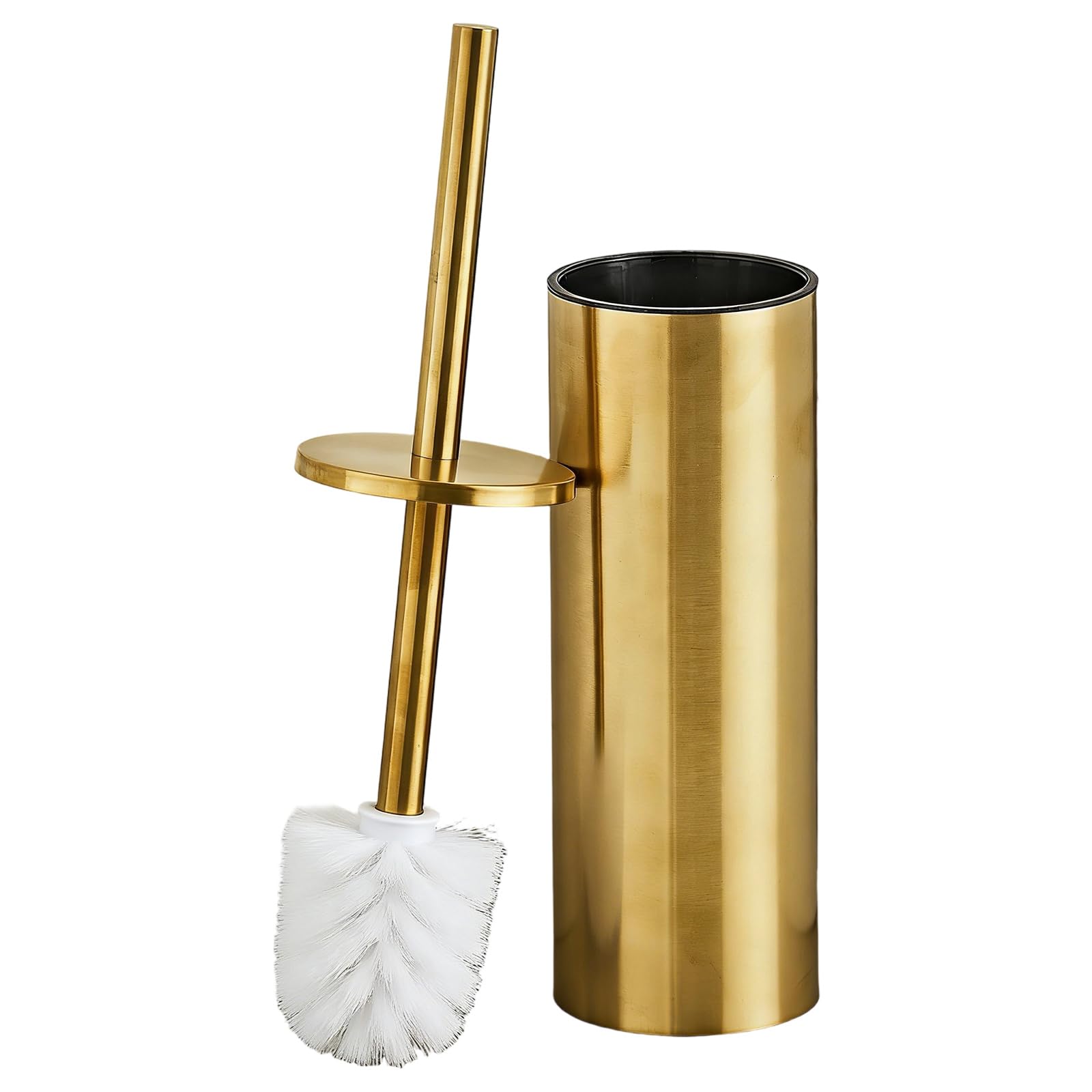 Rusts Resistant Gold Brushed Toilet Brush and Holder for Wet Bathrooms Offering Secure Stand & Effective Scrubbing Rusts Proof Brush