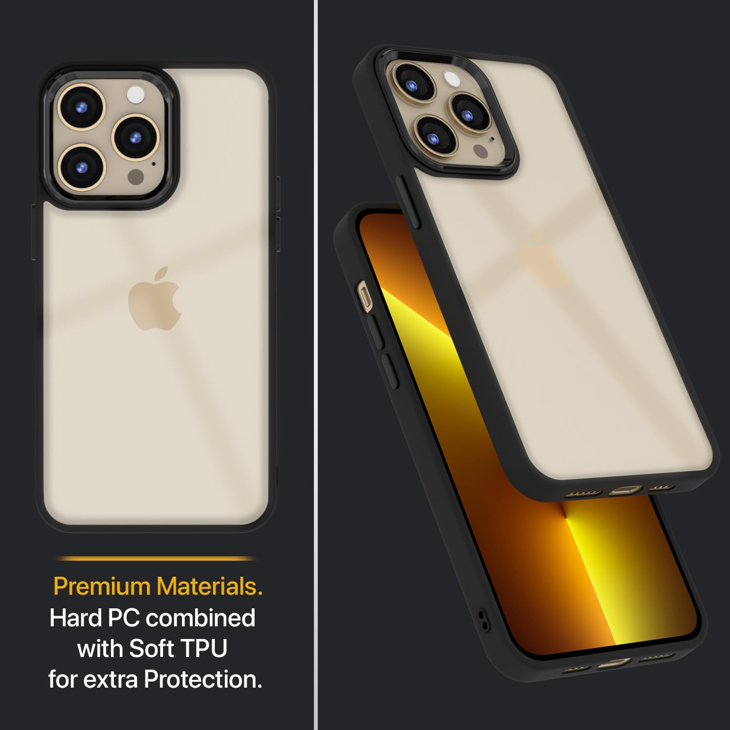 Pikkme Back Cover |Electroplated Crome Metal Ring | Full Camera Protection | Super Soft Side TPU | Raised Edges | Bumper Case for iPhone 13 Pro Max (Black) 2
