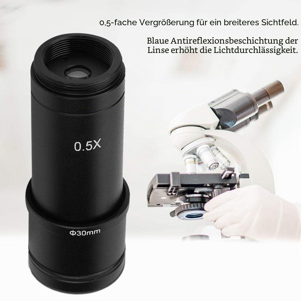 Mikroskopadapter, 0,5X C-Mount 30/30,5 mm Adapter für Mikroskop-CCD-Kamera-Okular, Objektivadapter