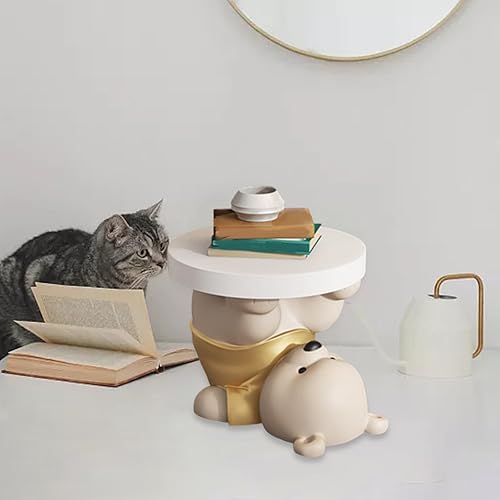 Miniatura 6 de MagiDeal Mesa auxiliar de estatua de oso, mesa decorativa pequeña, mesita de noche, mesa auxiliar moderna para sala de estar, dormitorio, oficina,