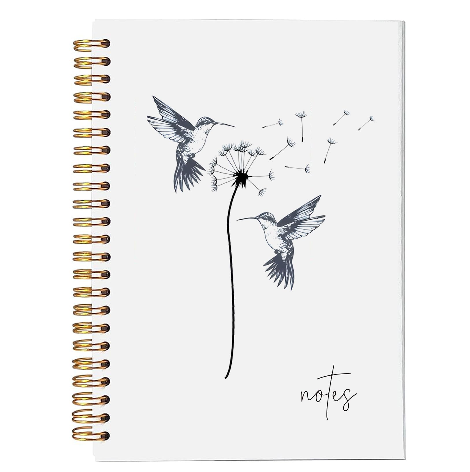 bitCNY Cute Dandelion Hummingbird Spiral Notebook, Nature Lovers Gifts, Cute Girly Gift, Nature Lovers Gift, Cute Dandelion Notebooks for School