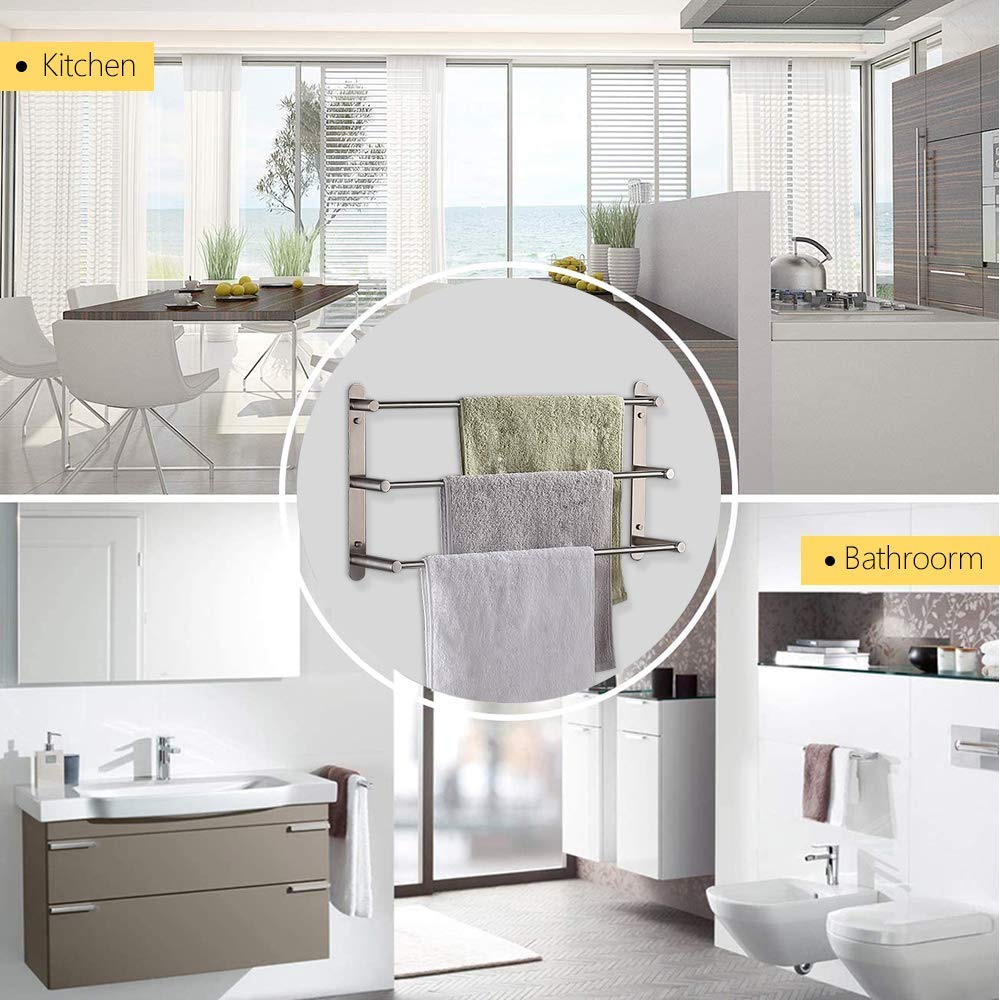 NEECS Toallero de Acero Inoxidable para baño, decoración de baño Negra, Soporte para Anillos de Toalla para Almacenamiento de paños, Toallas de Mano, Accesorios para Muebles (70 cm)