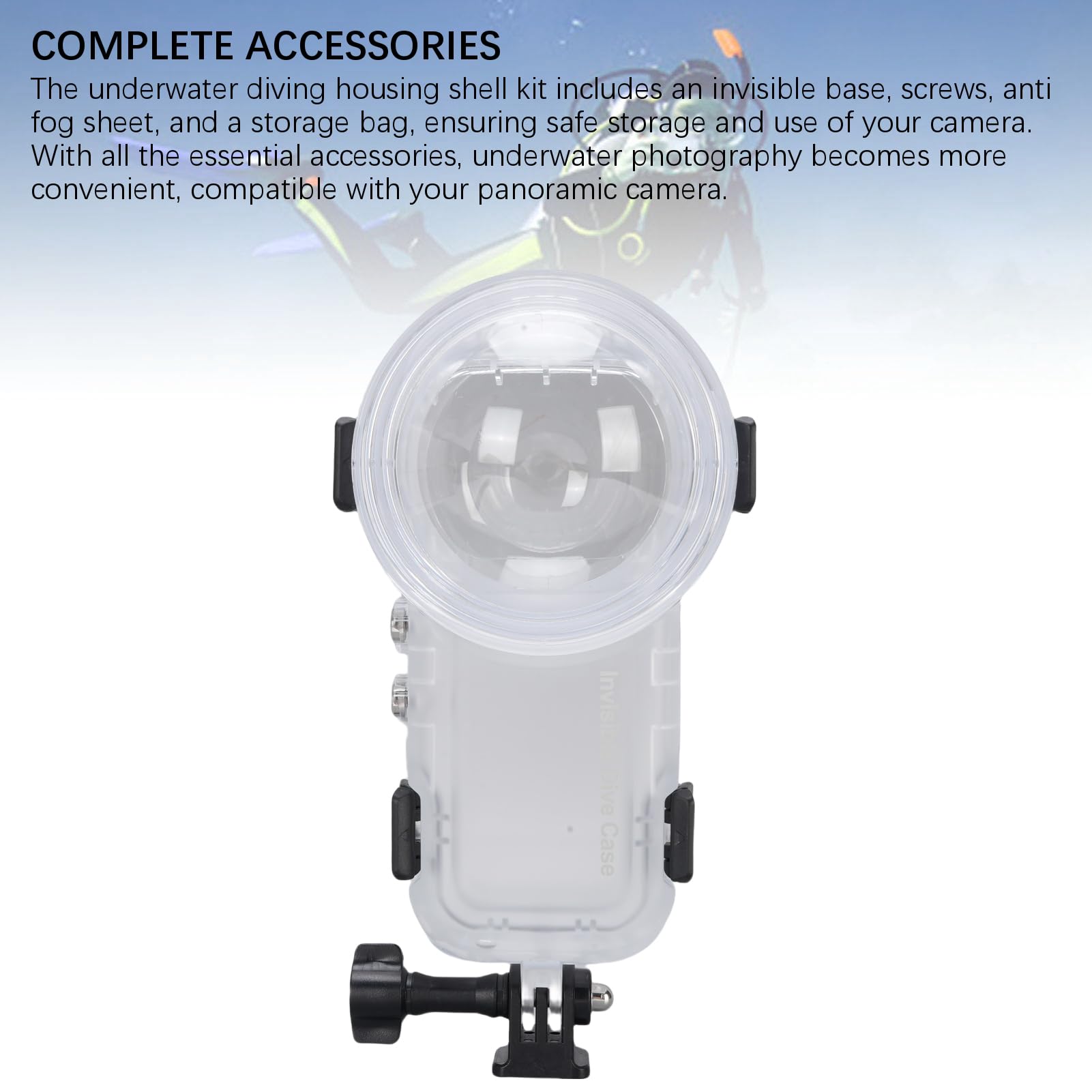Fabater Custodia Subacquea Invisibile Impermeabile, Adatta per Fotocamera X5, Custodia Subacquea Impermeabile 60M con Accessori per Appassionati di Foto Panoramiche