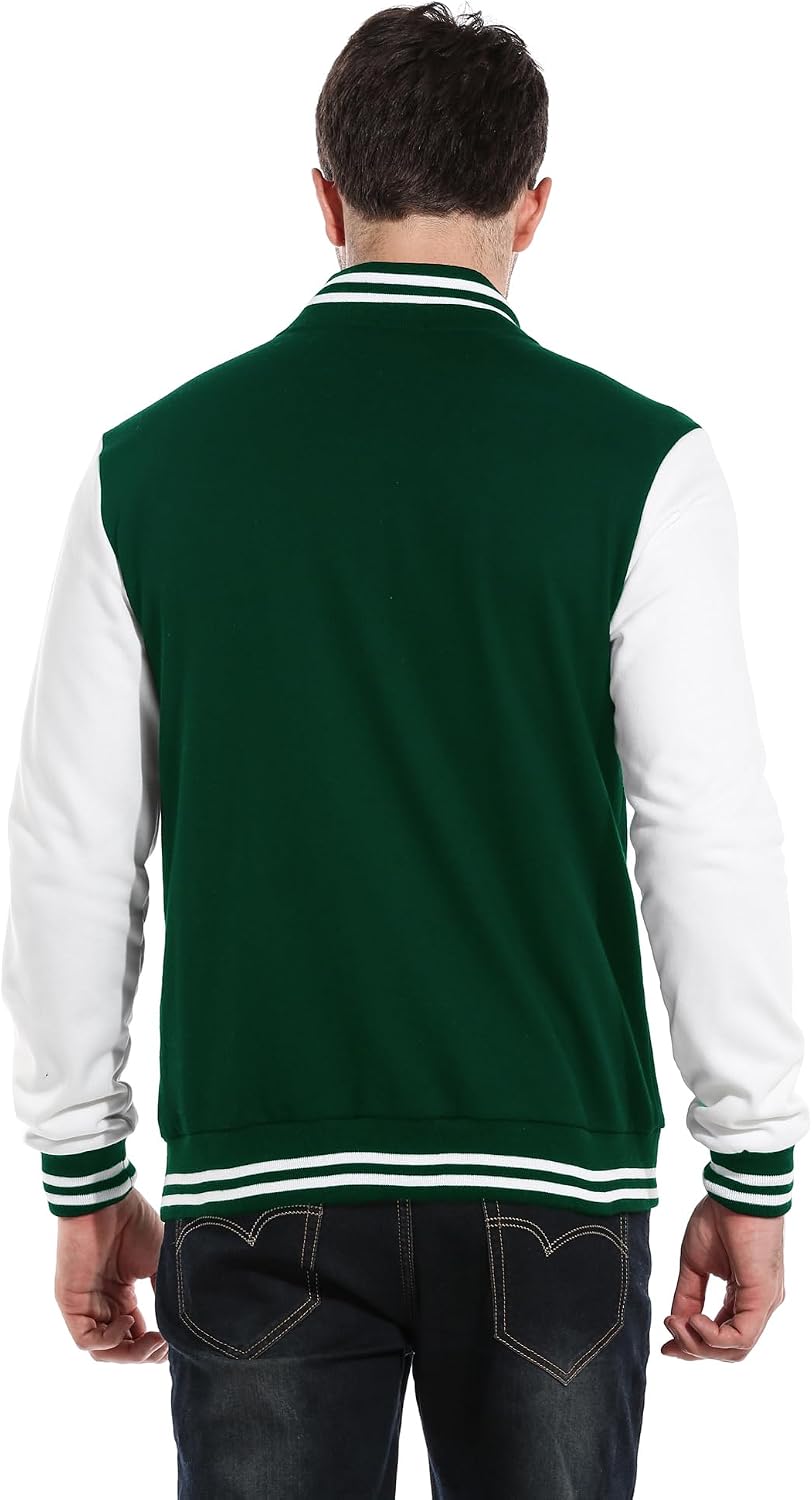 COOFANDY Men's Fashion Varsity Jacket Causal Slim Fit Cotton Letterman Baseball Bomber Jackets