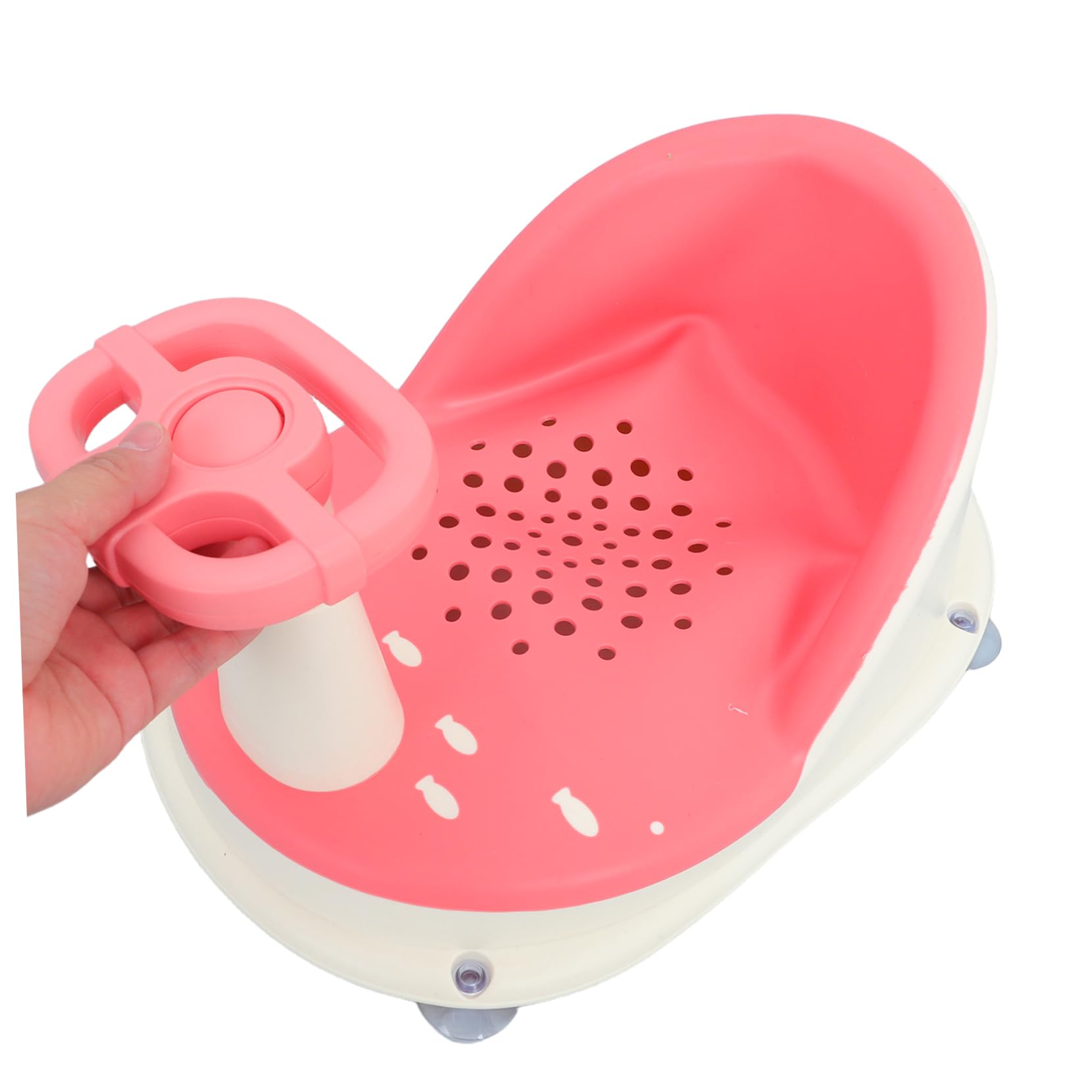 TOYANDONA Sitz für Babybadewanne mit Saugnapf Rutschfestem Design Verstellbarer Höhe und Schnellem Ablaufsystem für Hygiene und Komfort