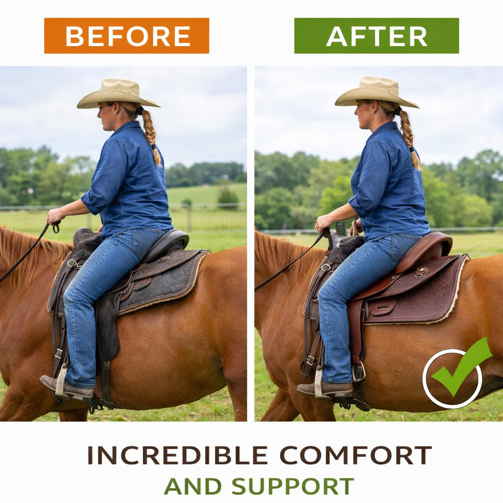 HAMS Silla de Montar Western, Cuero Genuino, Asiento Acolchado de Ante, Diseño Artesanal, Estribos Ajustables para Equitación