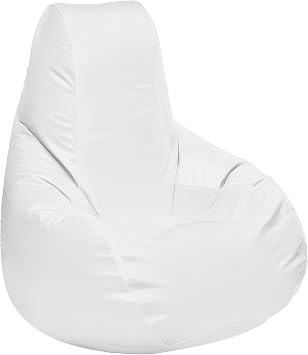 Ocean-Tamer Longneck Teardrop Boat Bean Bag Chair, Waterproof with Tall Back Support Beanbag for Fishing Offshore Deck Marine Grade Vinyl Medium, White