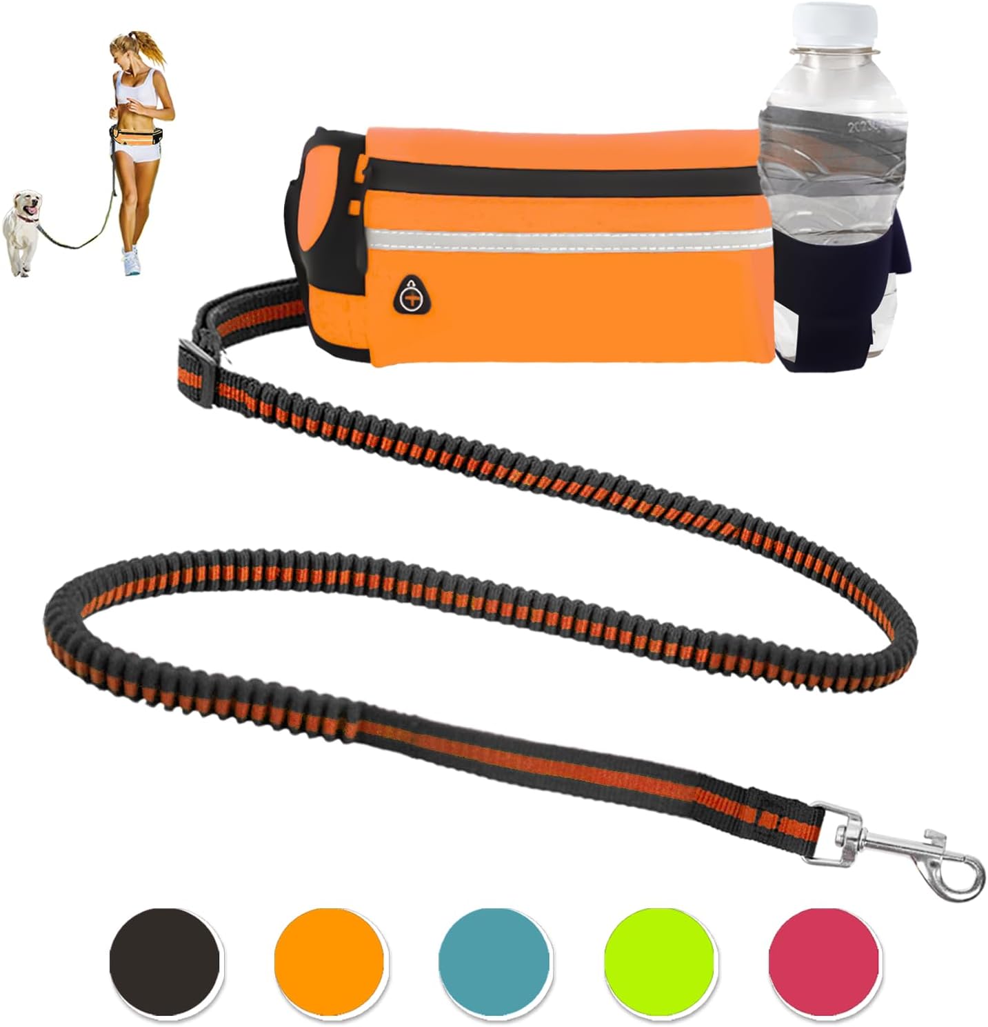 Hands Free Premium Running Dog Leash, Reflective Leash