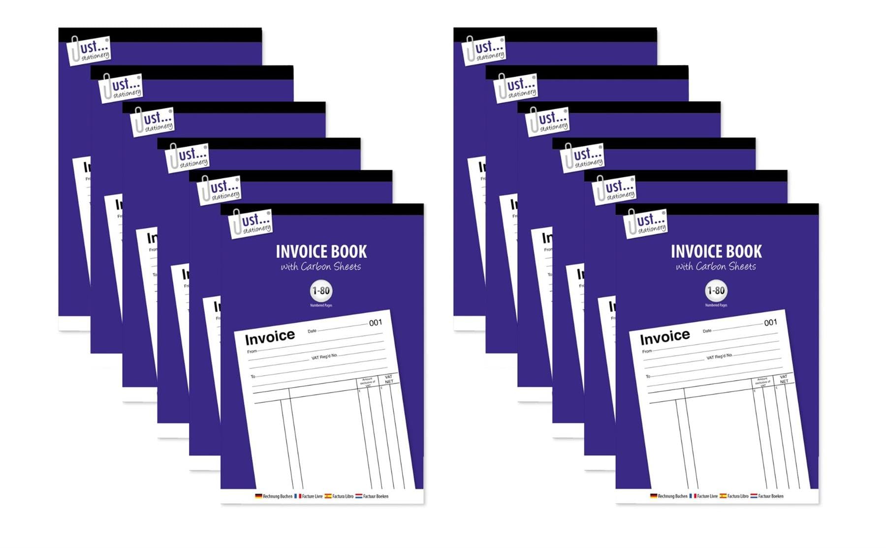 Duplicate Invoice Books Carbon Paper Pack 12 - Invoice Pad Self Employed Small Business - Cash Invoice Book Ruled Paper - 80 Numbered Pages Microperforated Tear-Out Sheets