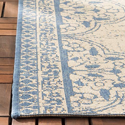Tapete rectangular 6'7" x 9'2" azul y crema miniatura 4