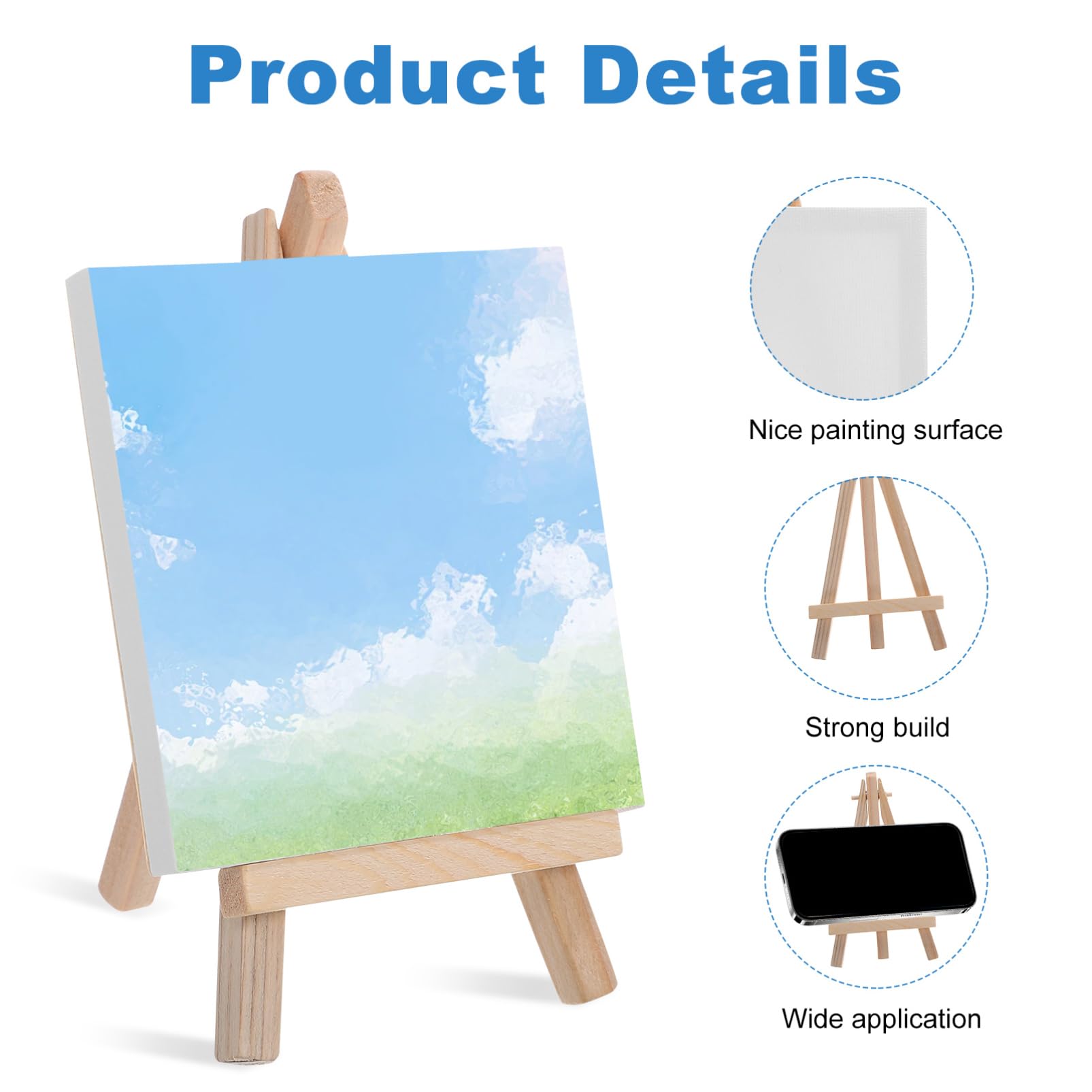 ESRICH Mini-Leinwand Set, 24 Stück (5,1 X 5,1 Cm) – Grundierte Baumwoll-Leinwände Auf Kiefernholz-Rahmen Für Acryl, Öl & Aquarell