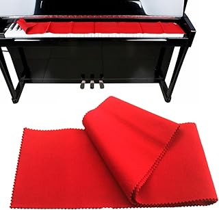 Paño para cubrir teclado de piano, funda protectora suave para teclado de piano, resistente al polvo, color rojo, 125 x 15 cm