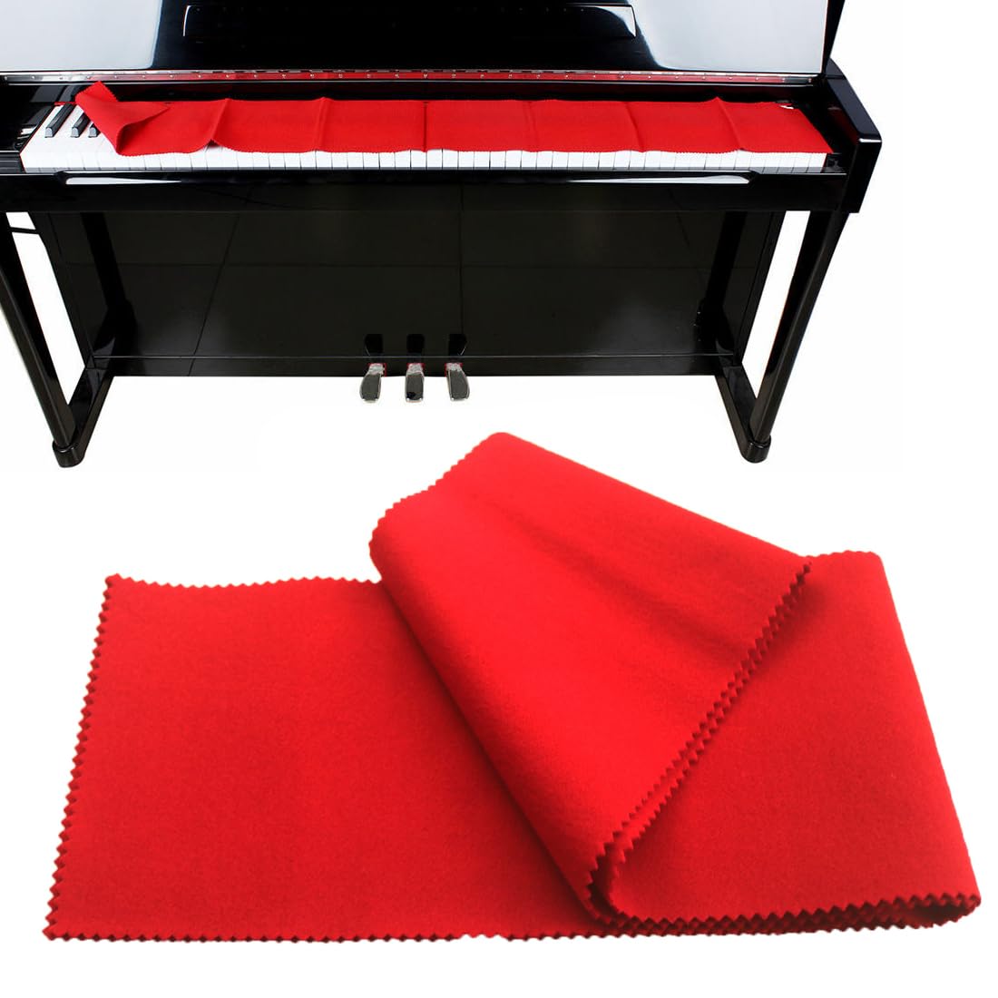 Copritastiera Per Pianoforte In Panno Morbido - Antipolvere E Protettivo, Rosso 125x15 Cm - Foto 13