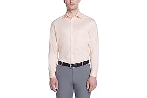 Men's Peach Dress Shirt, Regular Fit, Ultra Wrinkle Free, Flex Collar, Stretch Solid