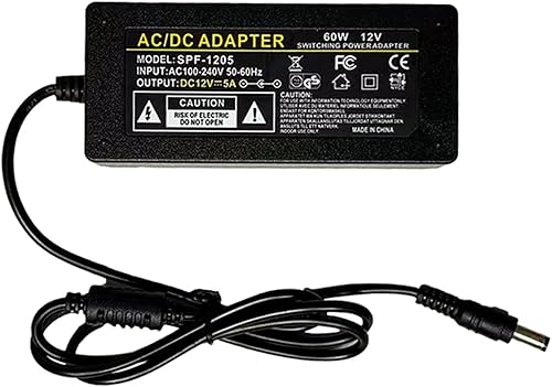 Miniatura 5 de Neon Sign - Adaptador de fuente de alimentación CC de 12 V, 5 A, 60 W, adaptador de corriente LED con certificación UL, transformador de 120 V CA a