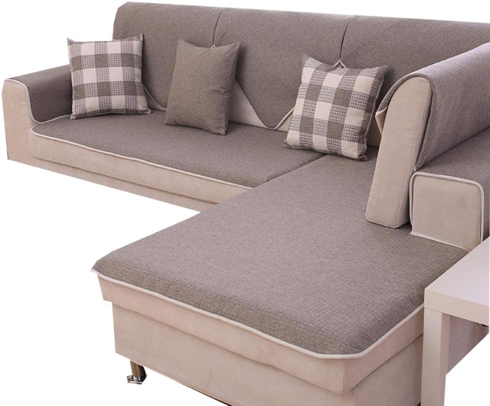 Sectional Couch Cover - L-Shape Sofa Cover - Soft Polyester Fabric Seat Slipcovers - 1-Piece Form Fit Stretch Furniture Slipcover - Microfibra Collection - Blue (Right Chase)